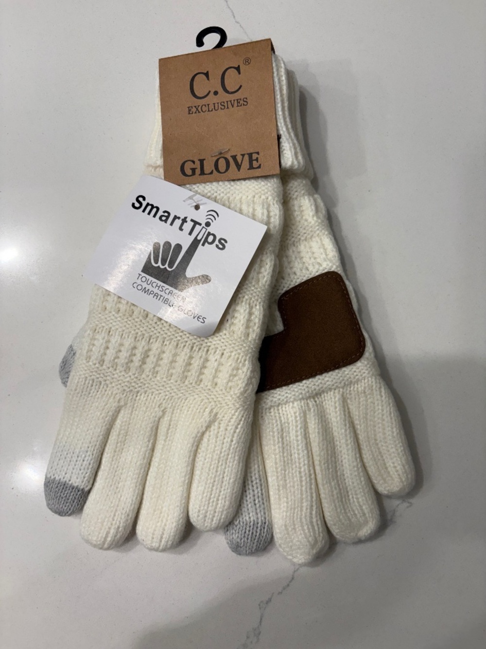 C.C Knitted Ivory  Glove with Fleece Lining